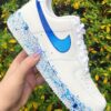 Blue Swoosh Fade Splatter Nike Air Force 1s