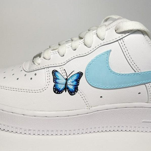 Custom Air Force 1 Blue Butterflies Sneaker Sensation