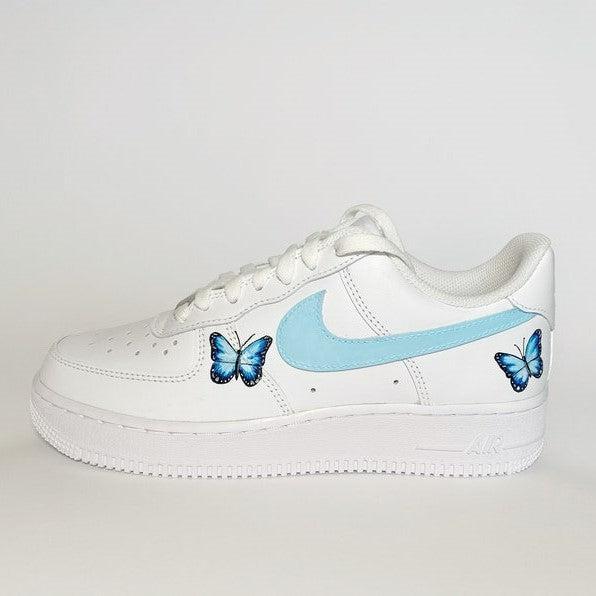 Custom Air Force 1 Blue Butterflies Sneaker Sensation