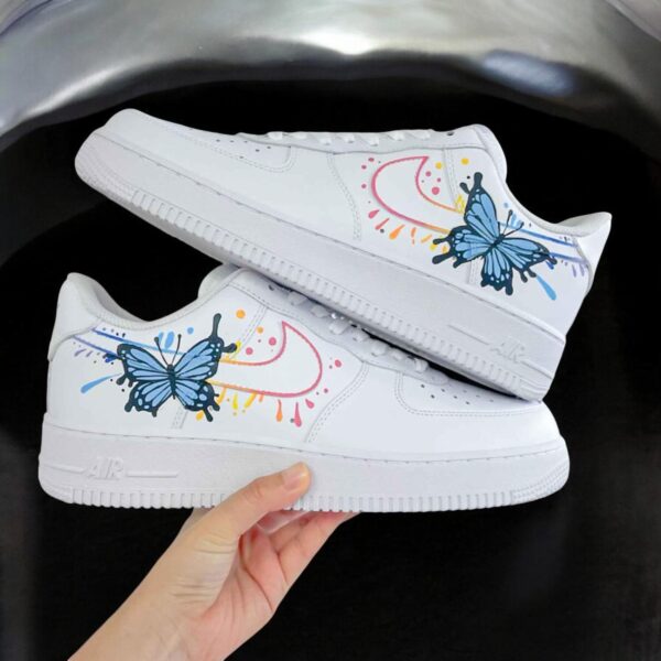 Custom Air Force 1 Blue Butterfly Sneakers