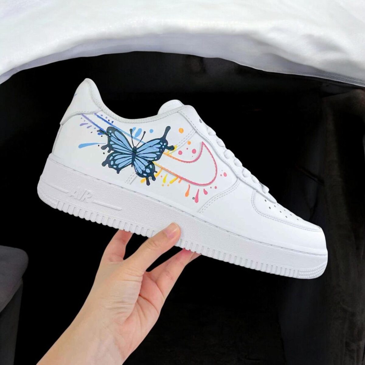 Custom Air Force 1 Blue Butterfly Sneakers