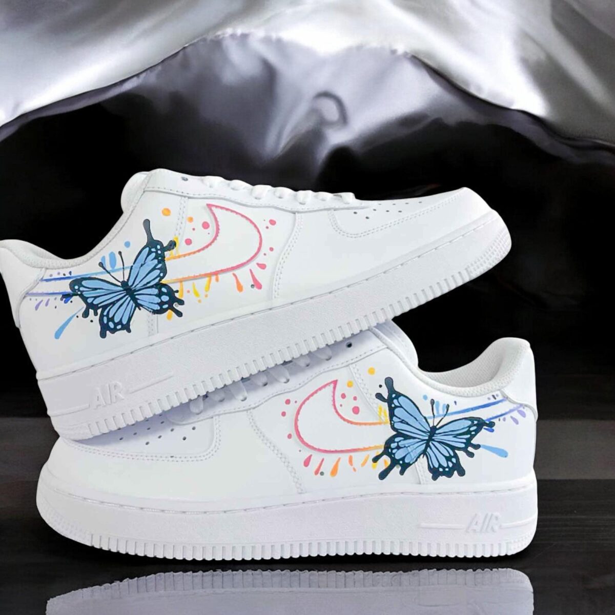 Custom Air Force 1 Blue Butterfly Sneakers