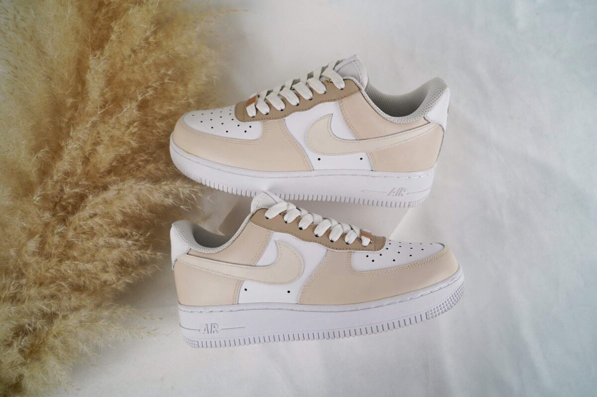 Custom Air Force 1 Handmade Beige Cream Personalized Sneakers