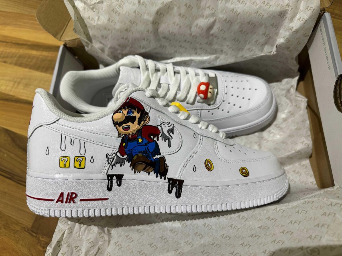 Custom Air Force 1 HandPainted Anime Mario Wedding Sneakers