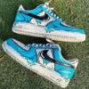 Custom Air Force 1 HandPainted Anime Wedding Sneakers in Comic Blue