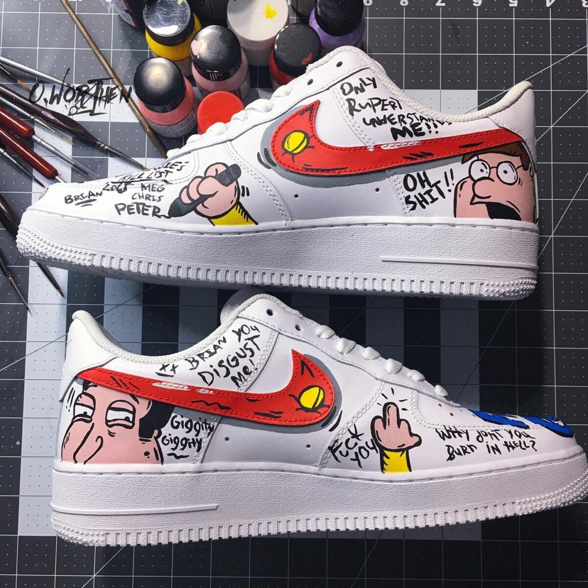 Custom Air Force 1 HandPainted Family Guy Anime Wedding Sneakers