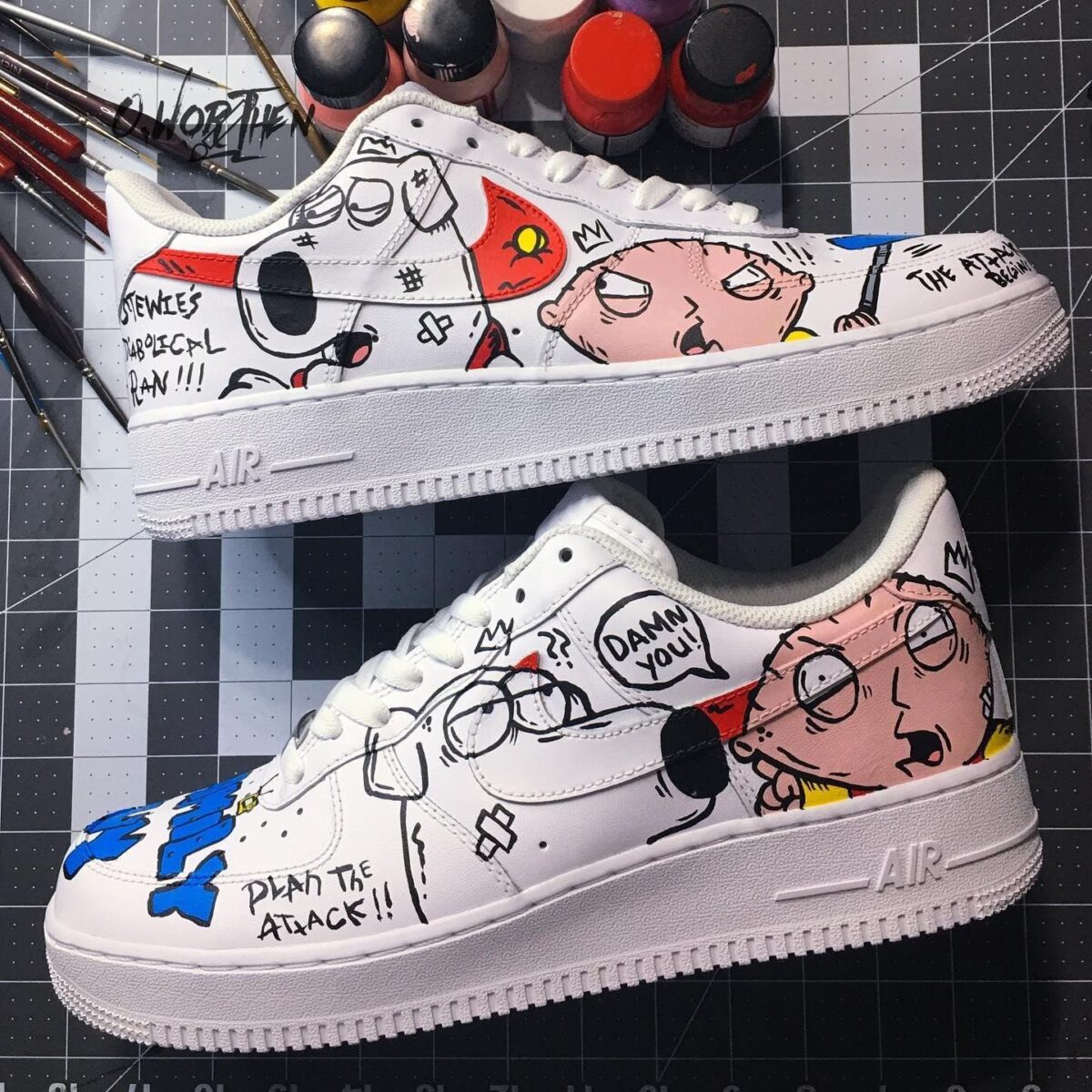 Custom Air Force 1 HandPainted Family Guy Anime Wedding Sneakers