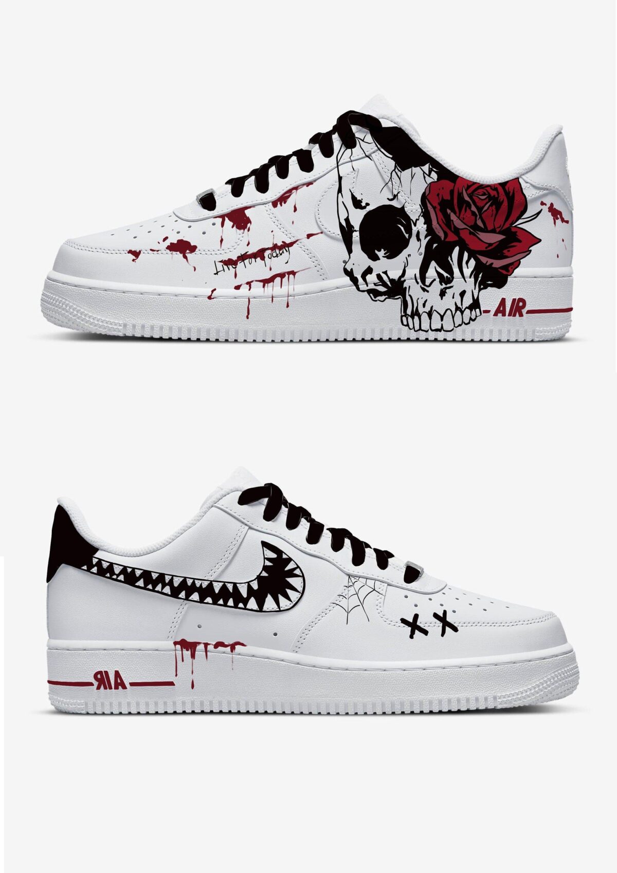 Custom Air Force 1 HandPainted Halloween Skull Anime Wedding Kicks