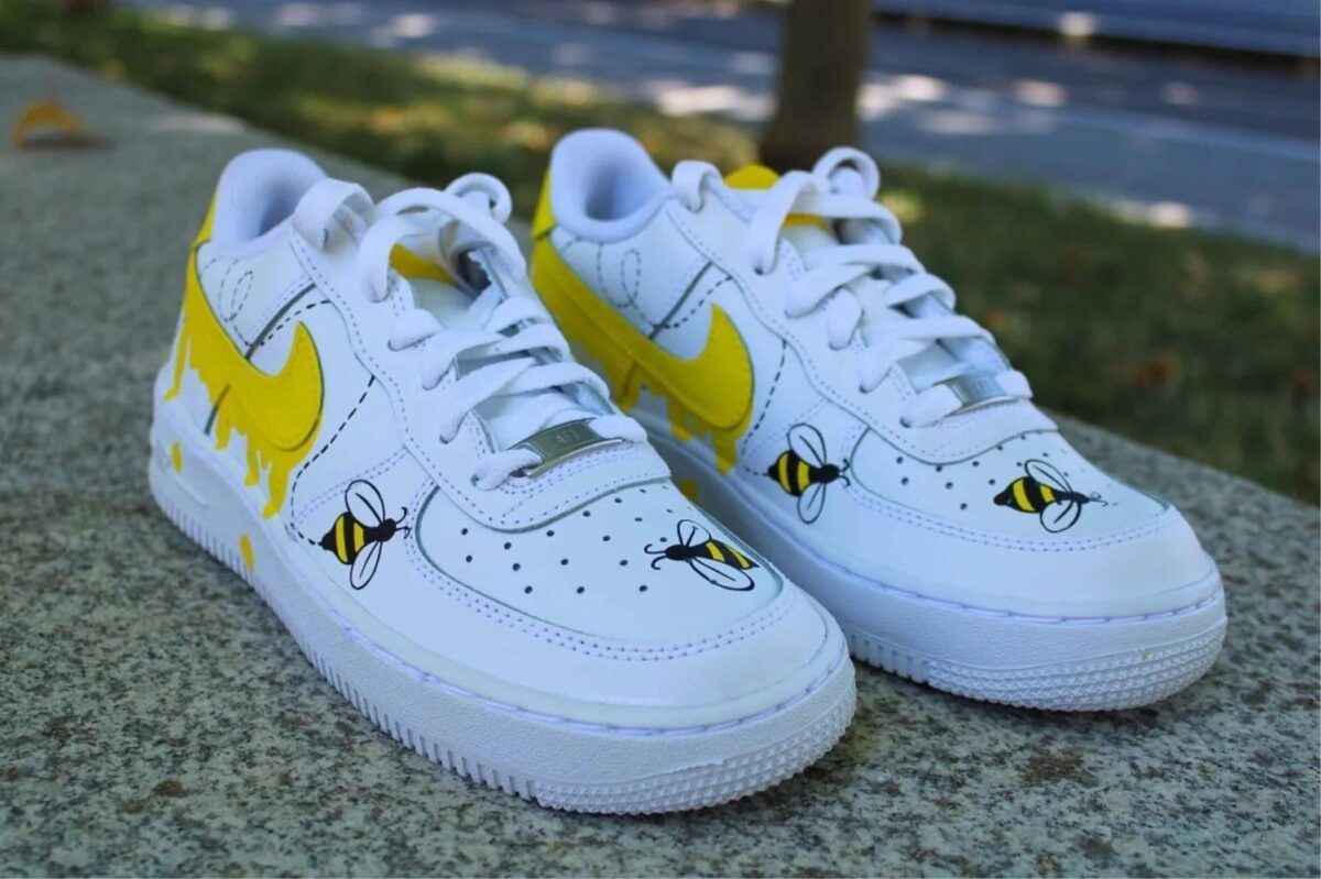 Custom Air Force 1 HandPainted Honey Bee Anime Wedding Sneakers