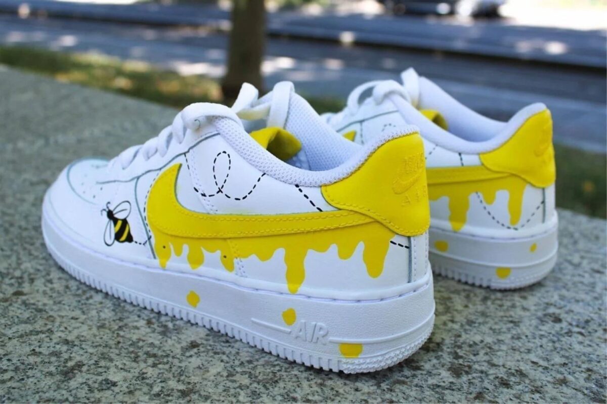 Custom Air Force 1 HandPainted Honey Bee Anime Wedding Sneakers