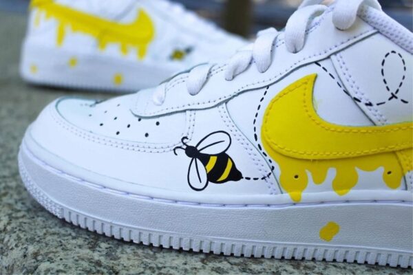 Custom Air Force 1 HandPainted Honey Bee Anime Wedding Sneakers