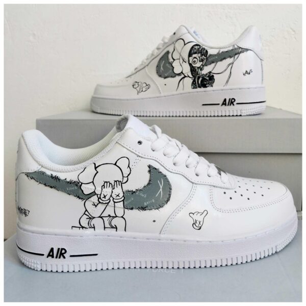 Custom Air Force 1 Handpainted Kaws Art Sneakers for Unisex Style