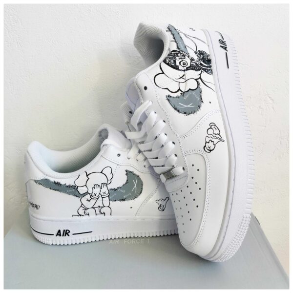 Custom Air Force 1 Handpainted Kaws Art Sneakers for Unisex Style