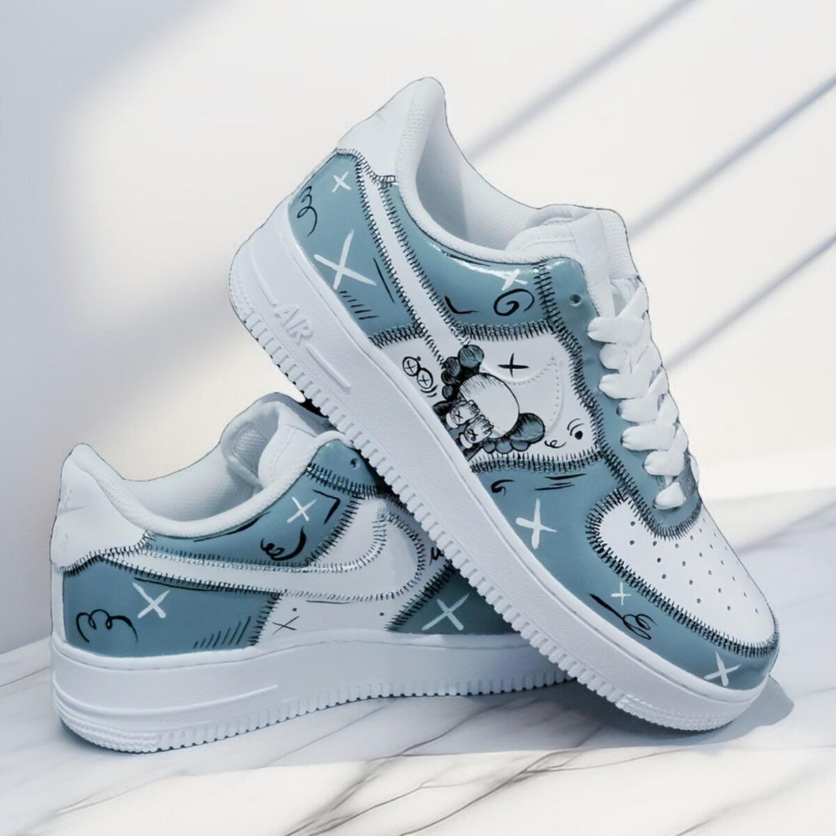 Custom Air Force 1 HandPainted Kaws Art Unisex Luxury Sneakers