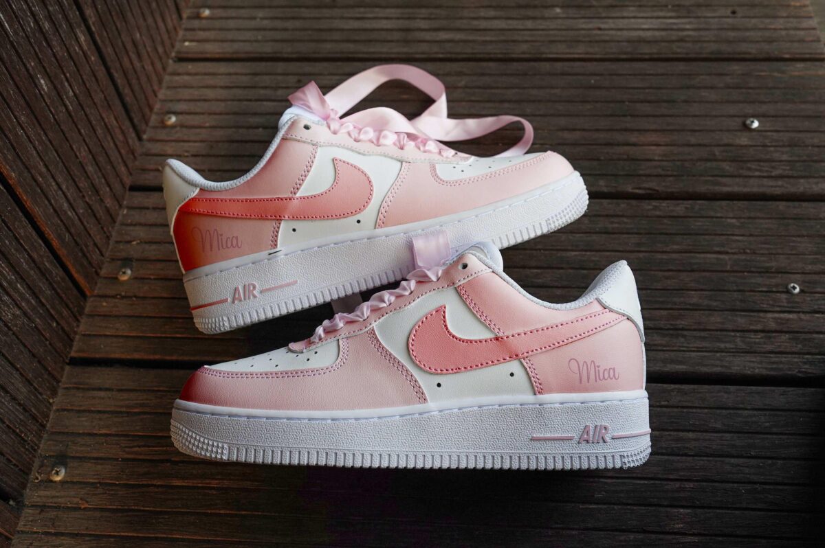 Custom Air Force 1 Handpainted Light Pink Sneakers