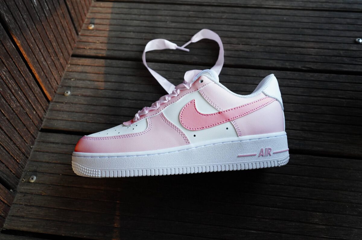 Custom Air Force 1 Handpainted Light Pink Sneakers