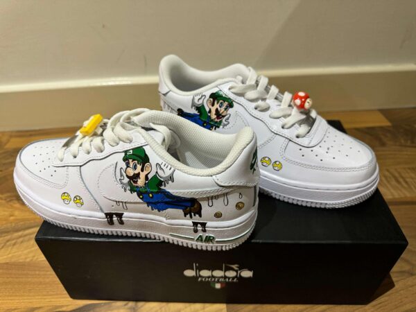 Custom Air Force 1 HandPainted Luigi Anime Wedding Sneakers