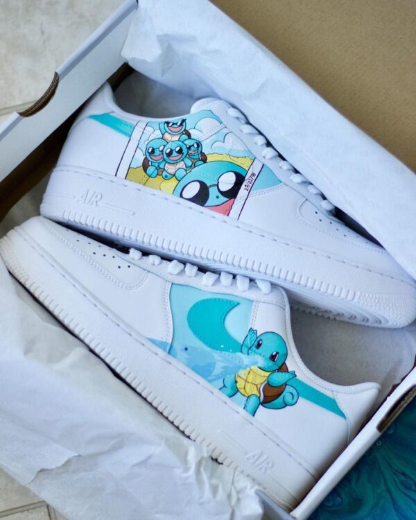 Custom Air Force 1 HandPainted Squirtle Anime Wedding Sneakers