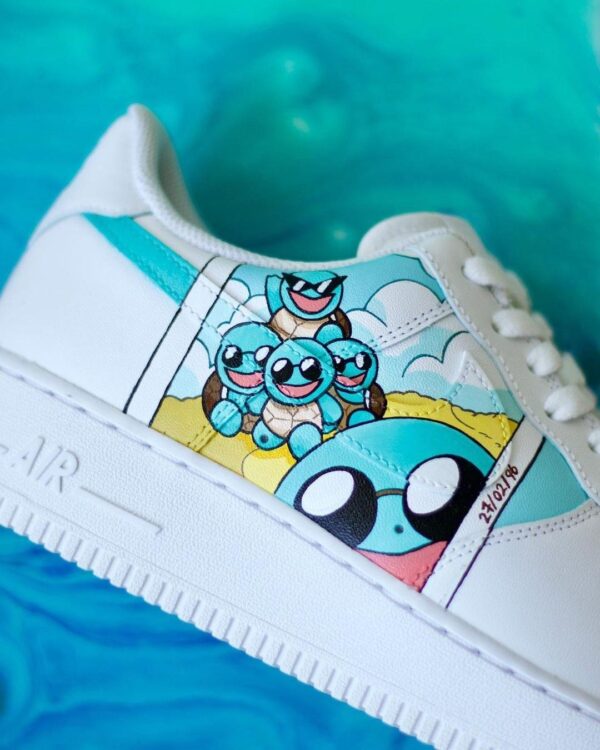 Custom Air Force 1 HandPainted Squirtle Anime Wedding Sneakers