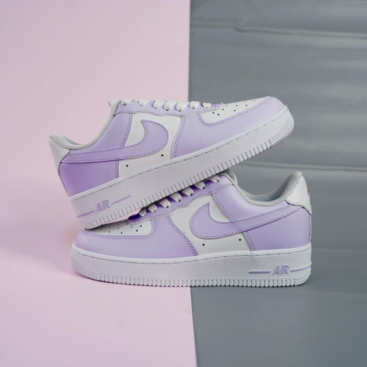 Custom Air Force 1 Personalized Light Purple Sneakers