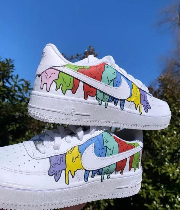 Custom Air Force 1 Vibrant Drip Cartoon Anime Wedding Sneakers