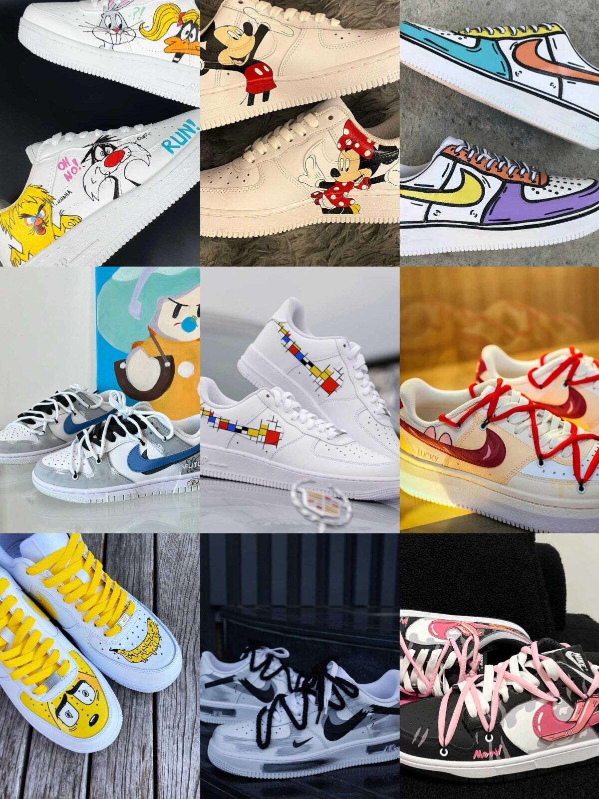 Custom Air Force 1 Vibrant Drip Cartoon Anime Wedding Sneakers