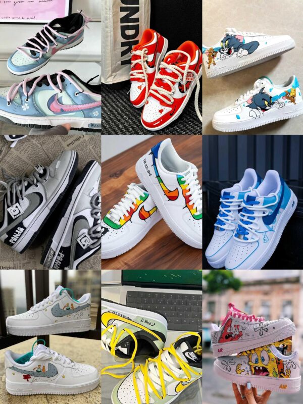 Custom Air Force 1 Vibrant Drip Cartoon Anime Wedding Sneakers