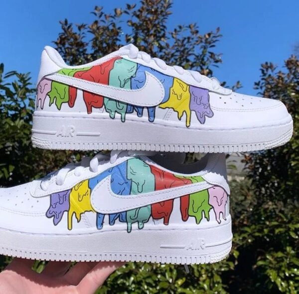 Custom Air Force 1 Vibrant Drip Cartoon Anime Wedding Sneakers