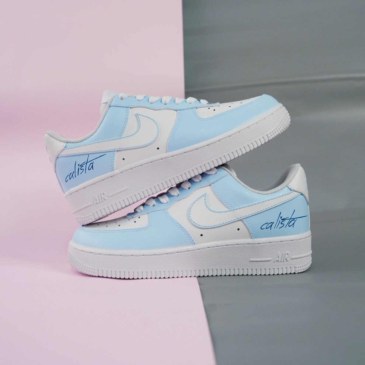 Custom Baby Blue Air Force 1 Sneakers HandPainted Your Colors