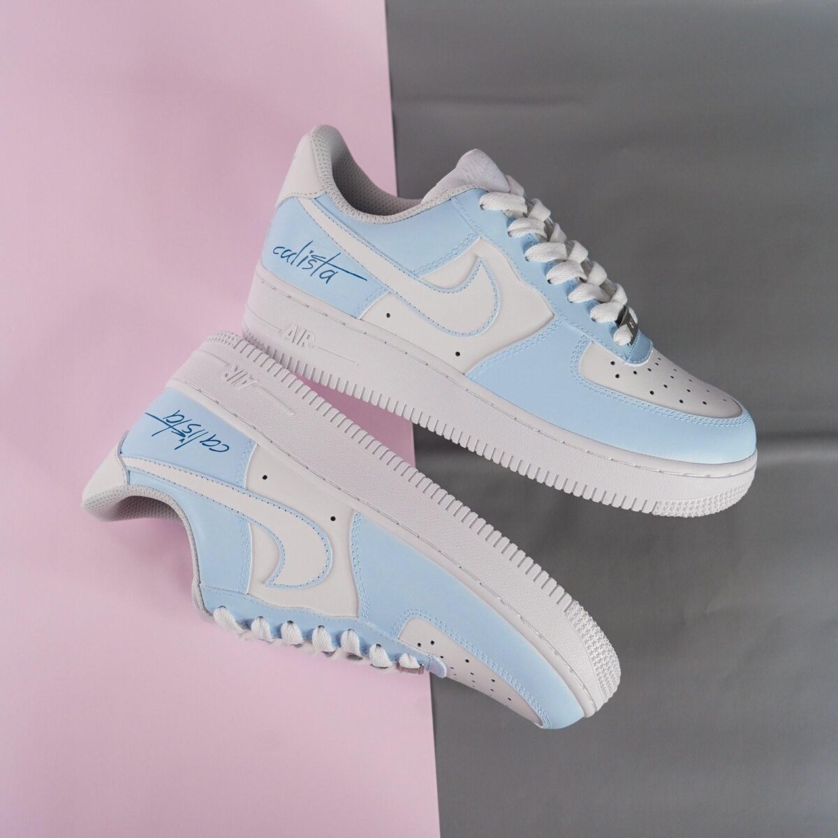 Custom Baby Blue Air Force 1 Sneakers HandPainted Your Colors