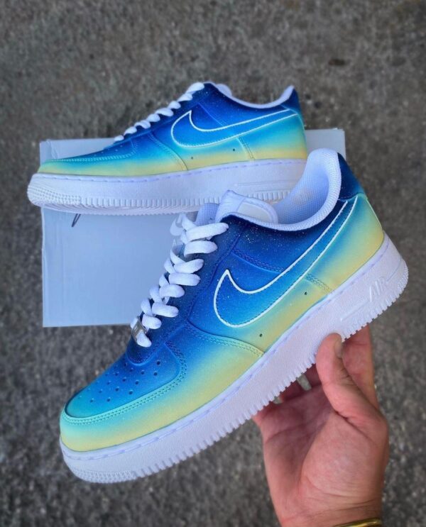 Custom Blue & Yellow accent Nike Air Force 1s