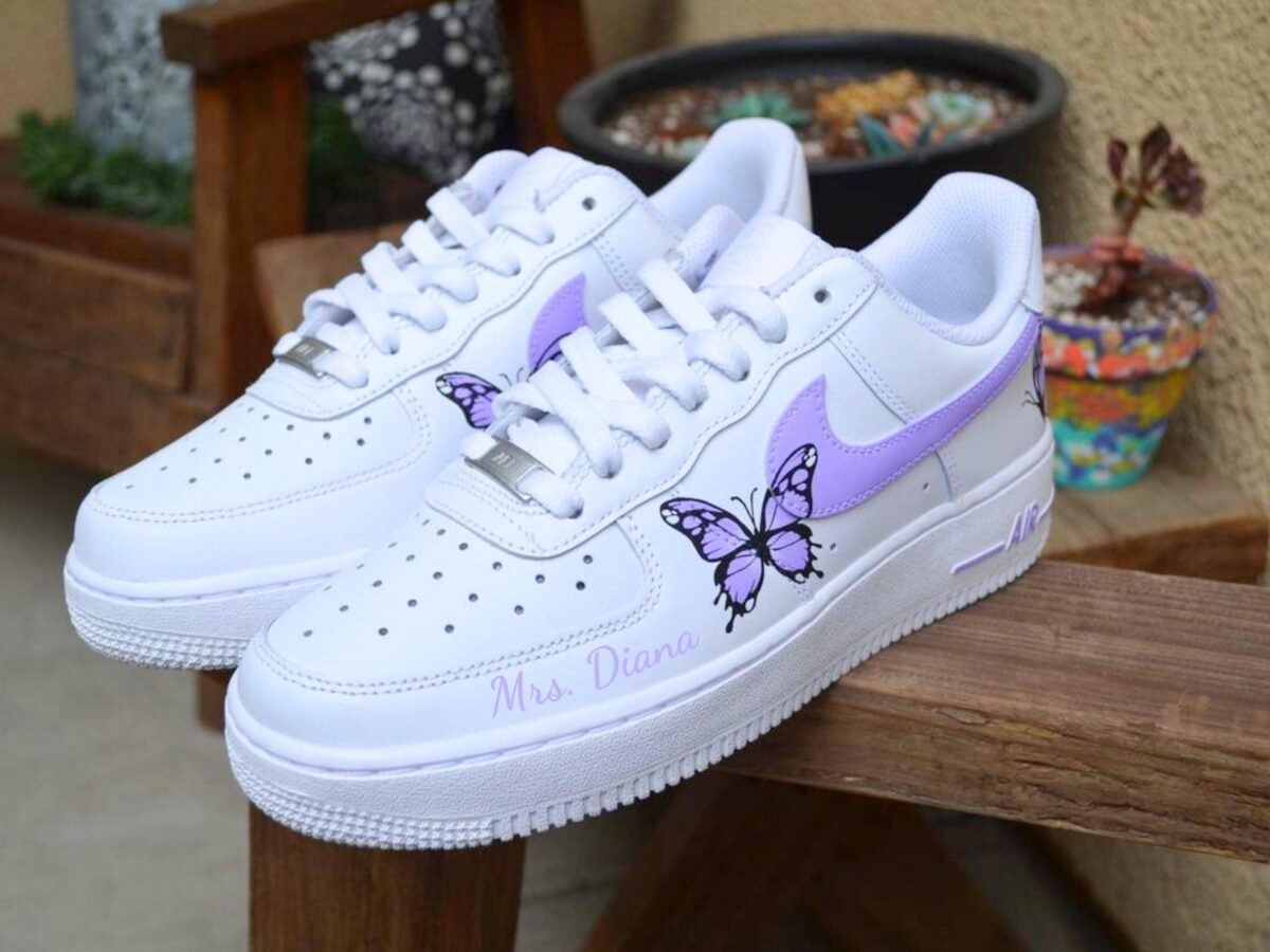 Custom Butterflies Print Air Force 1 Sneakers