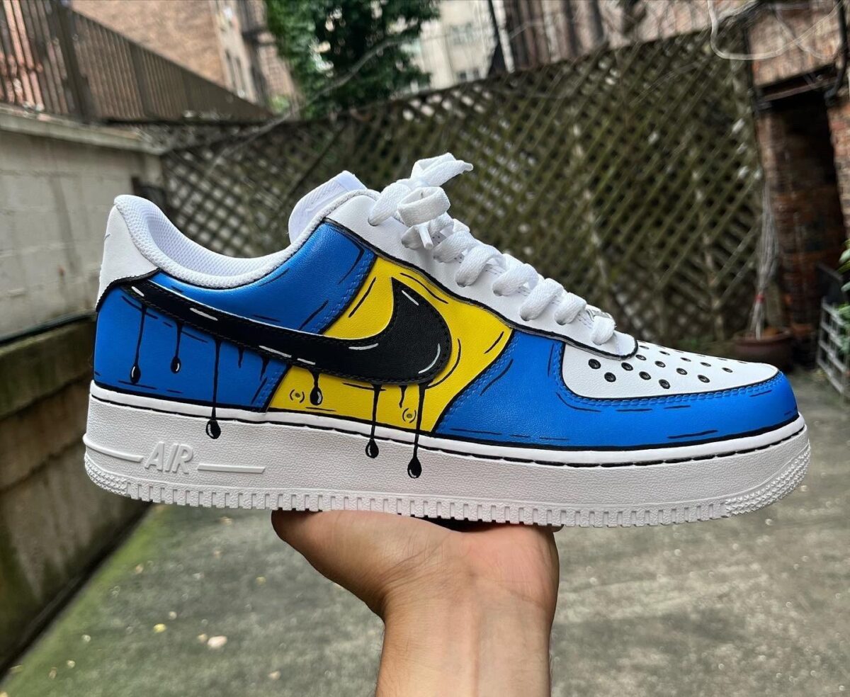 Custom Drip Black Swoosh Nike Air Force 1 Sneakers