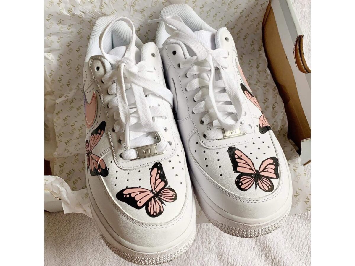 Custom Drip Swoosh Butterflies Nike Air Force 1 Sneaker