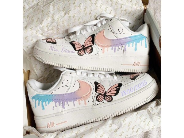 Custom Drip Swoosh Butterflies Nike Air Force 1 Sneaker