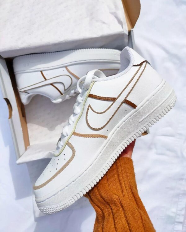 Custom Nike Air Force 1 Accent Brown Lines