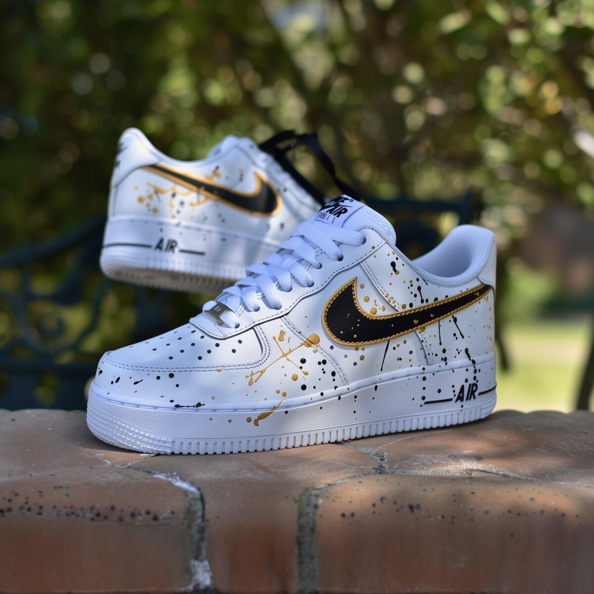 Custom Nike Air Force 1 Black & Gold splatter