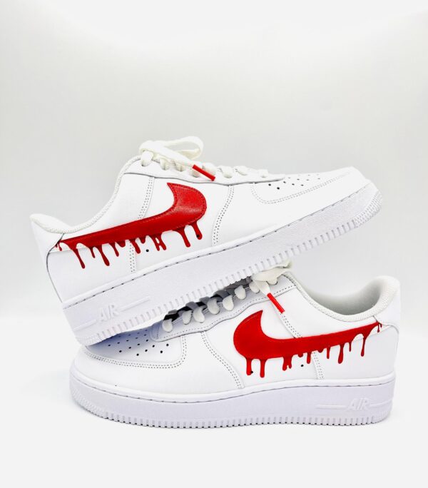 Custom Nike Air Force 1 Drip Red Swoosh