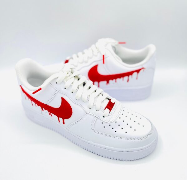 Custom Nike Air Force 1 Drip Red Swoosh