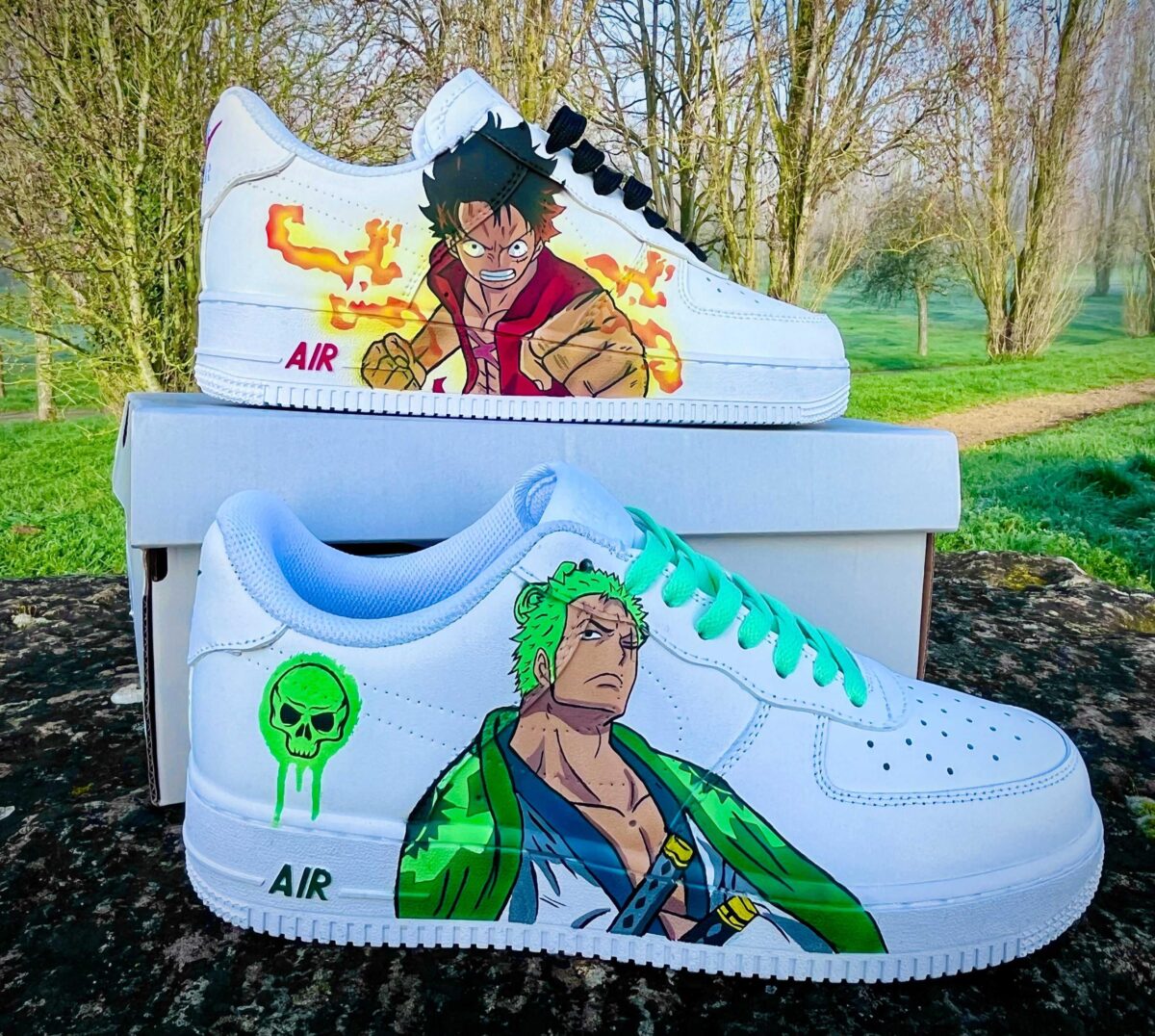 Custom Nike Air Force 1 One piece Luffy vs Zoro