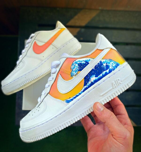 Custom Ocean Sunset Waves Nike Air Force 1s