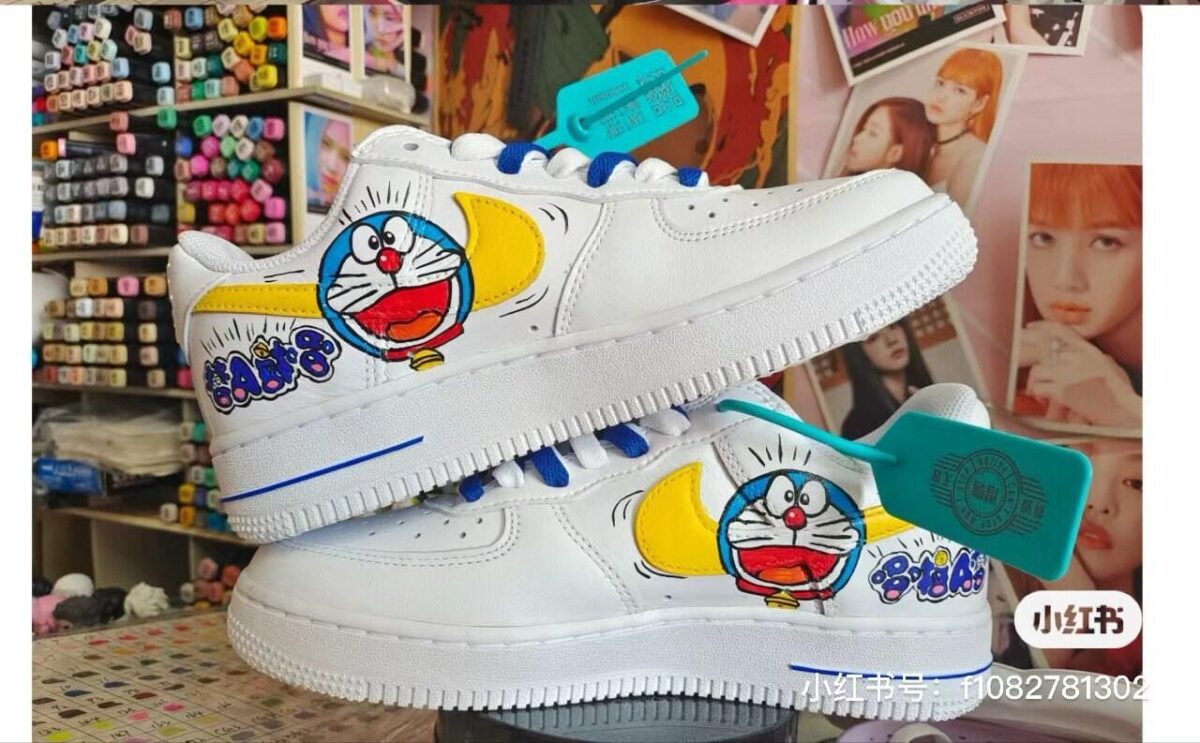 Doraemon Anime Custom Air Force 1 HandPainted Sneaker Art