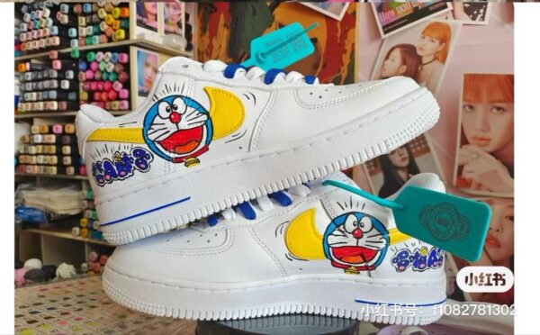 Doraemon Anime Custom Air Force 1 HandPainted Sneaker Art