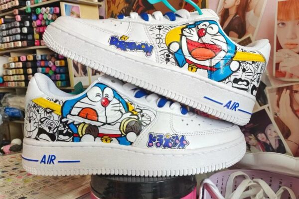 Doraemon Anime Custom Air Force 1 HandPainted Sneaker Art