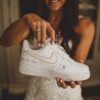 Personalised Gold Outline Wedding Shoes Nike Air Force 1s