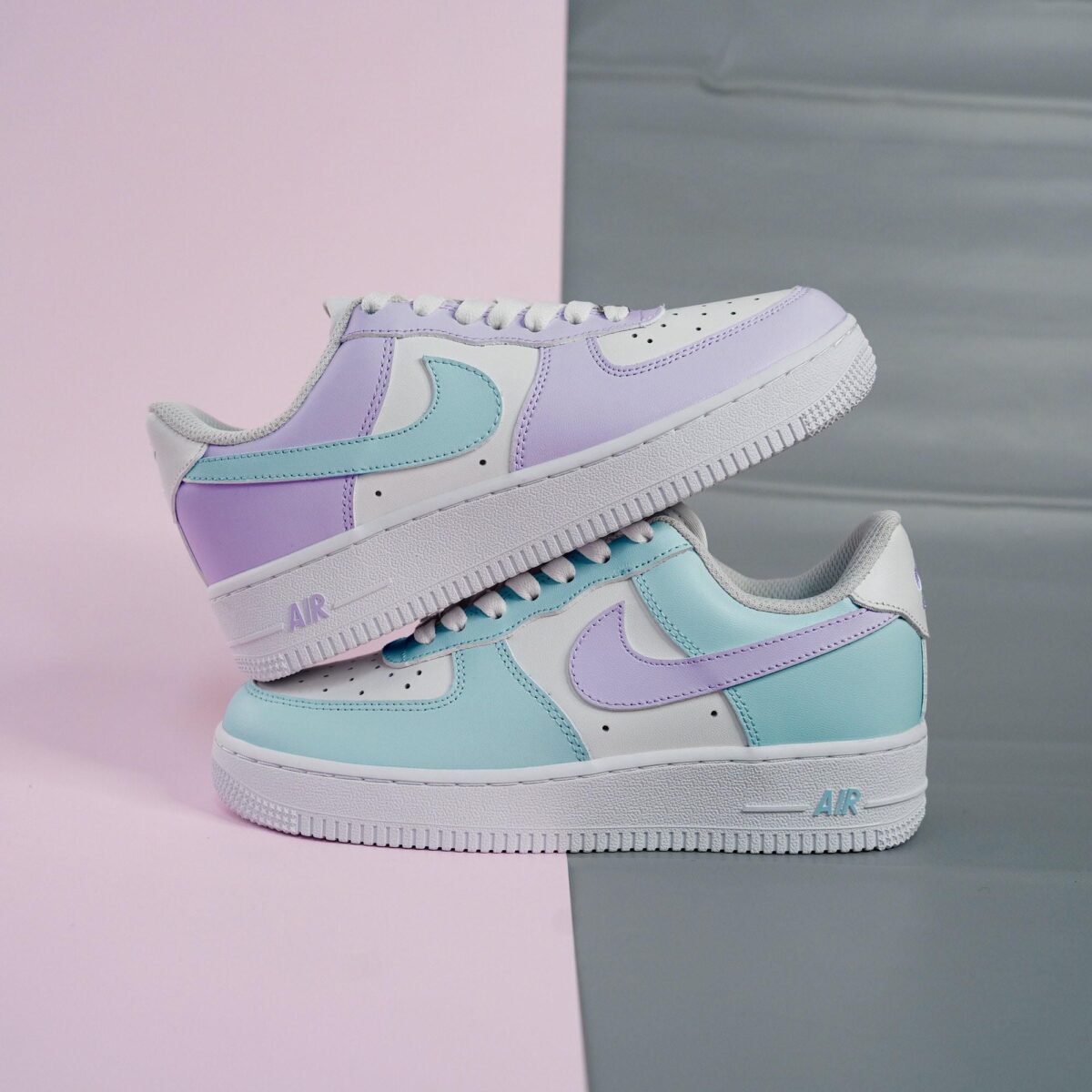 Personalized Purple Blue Air Force 1 Custom Sneakers with Flair