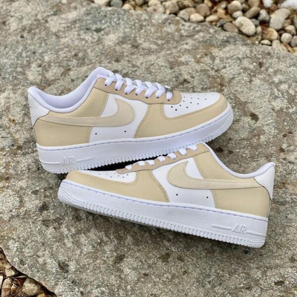 Stylish Beige Custom Air Force 1 Sneakers